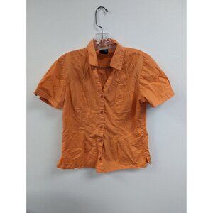 Women's Blouse Fitted Top Size S Orange Shirt Short Sleeved V-Neck Basic Edition